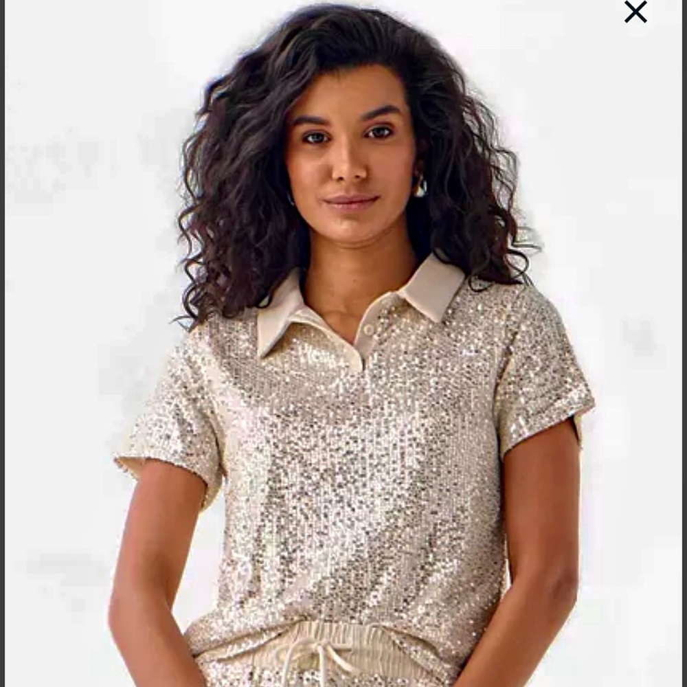 ✨Sequin Polo nude/gold✨
